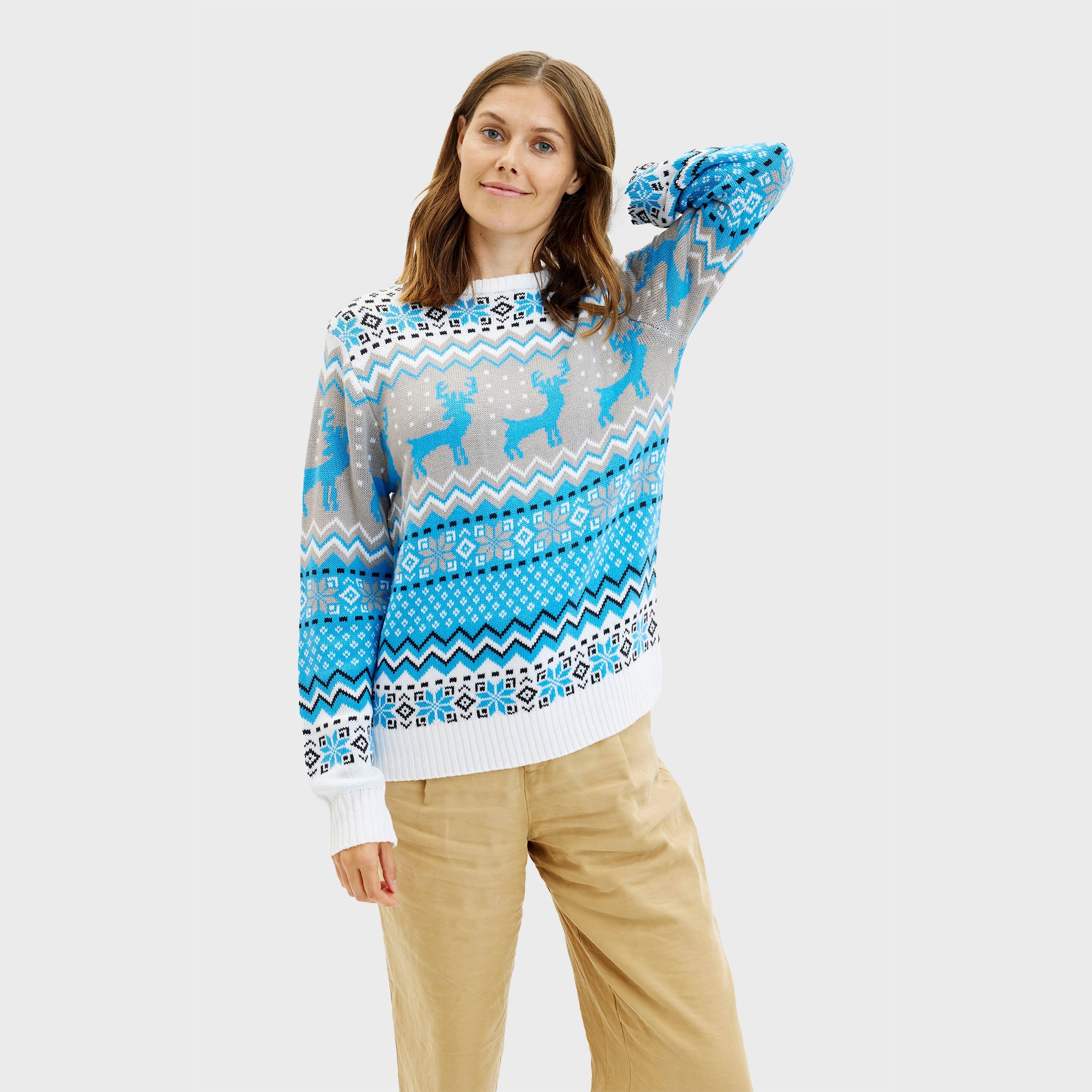 Traditioneller Weihnachtspullover Blau - Damen